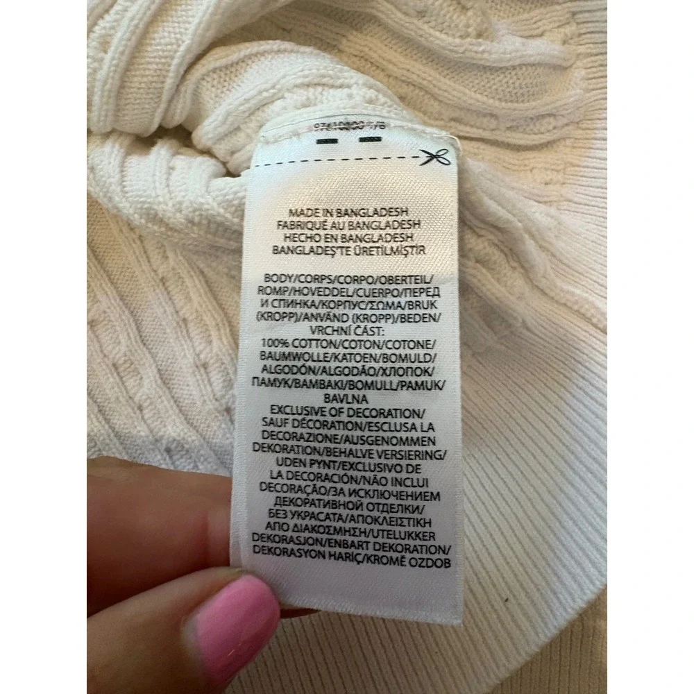 Polo Ralph Lauren Kids White Cable Knit Cardigan Pink Pony Sweater 12M